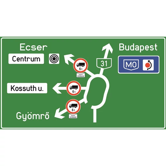 Útirány-előjelző (zöld)